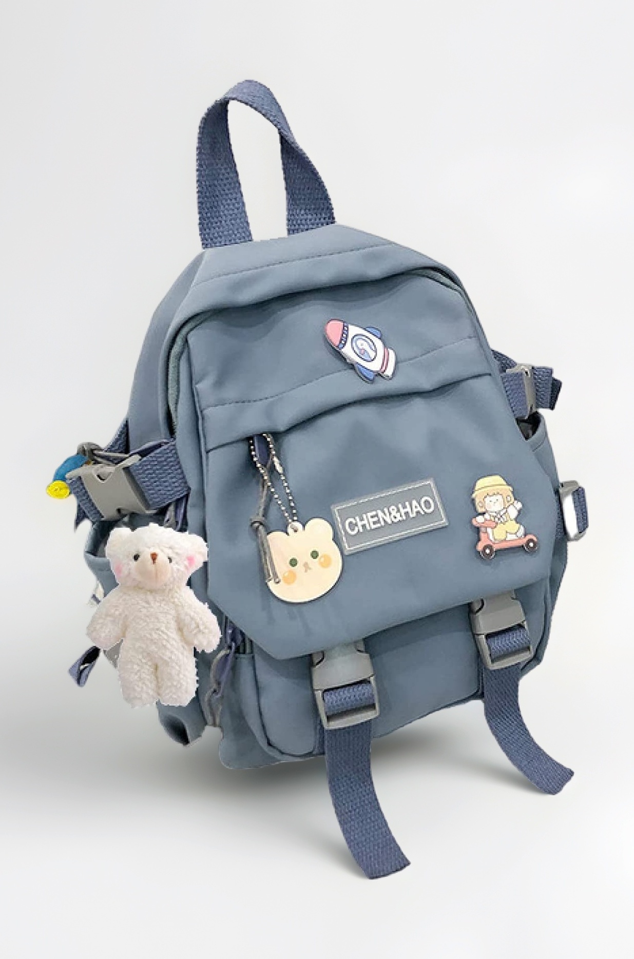 kawaii backpack girl school bag waterproof nylon with kawaii pendant cute pin mini backpack