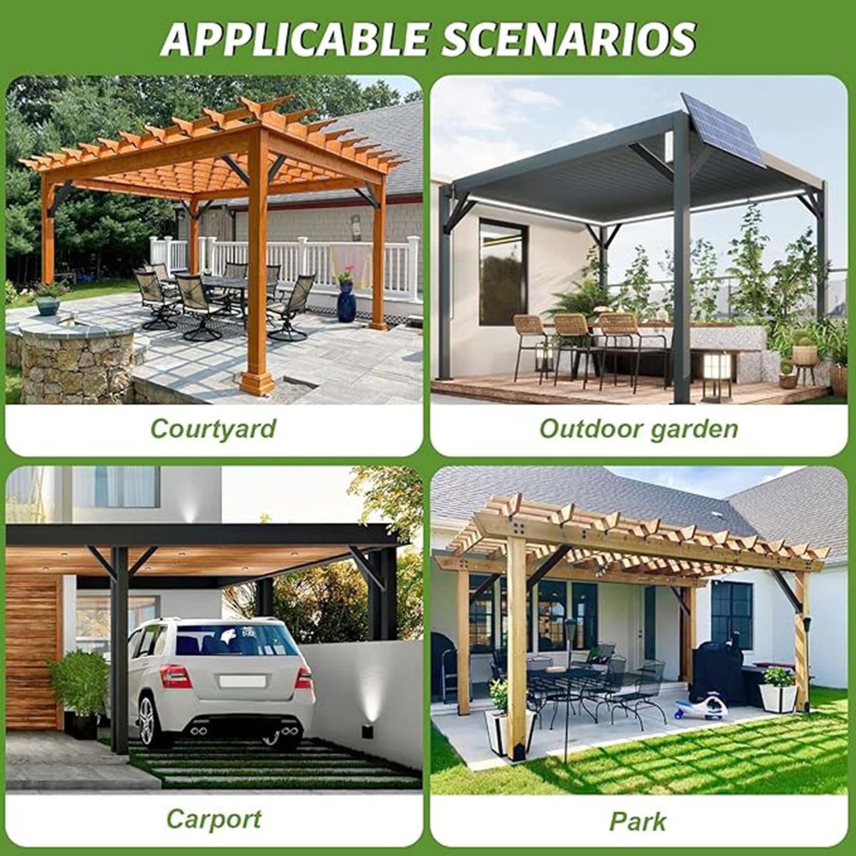 Staffe Angolari A 45 Gradi per Giunzioni Interne Staffe di Supporto ad Angolo di 45 Gradi Kit di Staffe di Collegamento Resistenti per Pergolati Portici,Kit per Pergolato(Size:8 PCS)