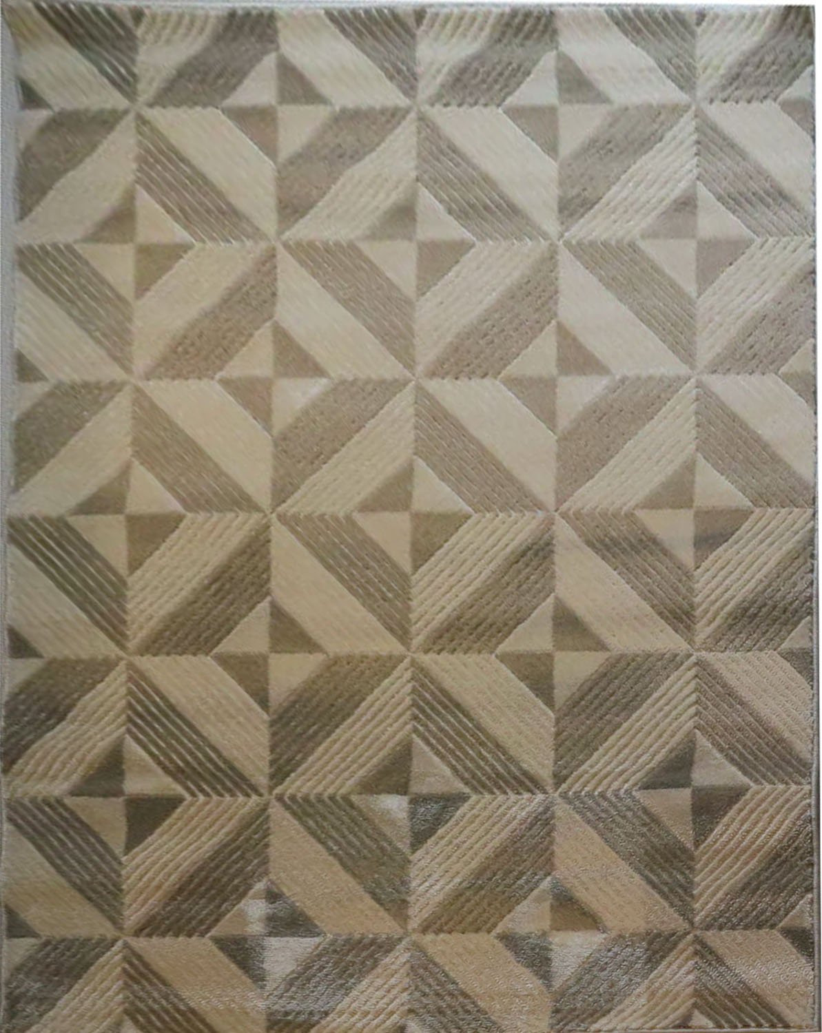 ASPECT Reflection Geometric Patterned Soft Touch Rug-Cream/Silver Grey (120x170cm)