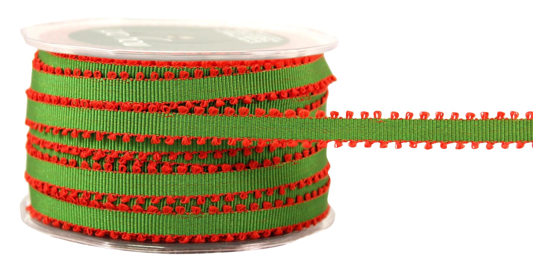 May Arts 416-14-45 Green/Red 1/4" Grosgrain Picot Edge Ribbon,Green/Red,50 yd