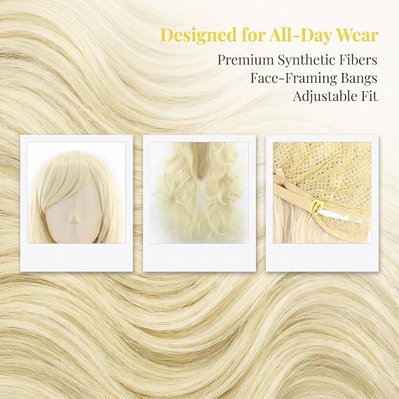 Long Wig 31'' (80cm) Anime Synthetic Curly Hair Wig for Cosplay (Blonde)