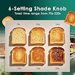 Roter Mond 4 Grille-pain en acier inoxydable avec bagel, annulation, défrost et 6 Réglages de l'ombre de pain Machine à pain, Fentes extra larges longues et un plateau en croûte amovible, vert
