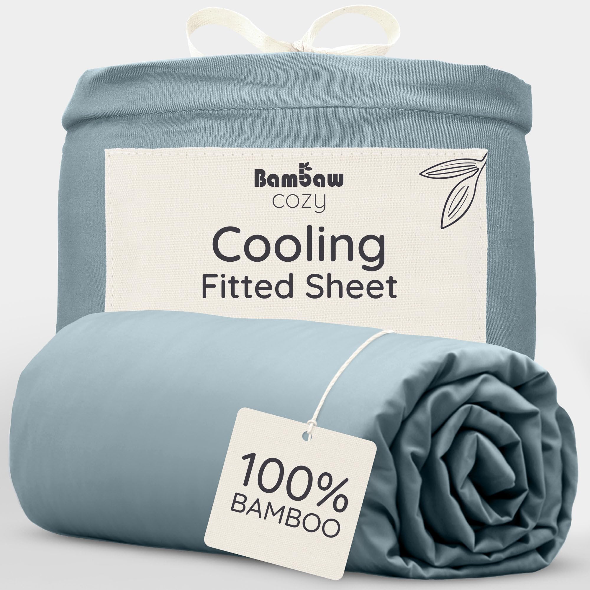 Bambaw Bamboo Deep Fitted Sheet King Size 150x200 cm, Deep Pocket 35cm, Anti Allergy Bedding, 100% Bamboo Fibre, Summer Bedding for Night Sweats, Cooling Bed Sheets King Size 150x200 cm (Dusty Blue)