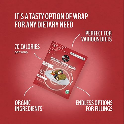 Miniatura 4 de WrawP Mini envolturas orgánicas para verduras, picantes (paquete de 8) a granel, totalmente naturales, sin gluten, paleo, cruda vegana. Perfecto