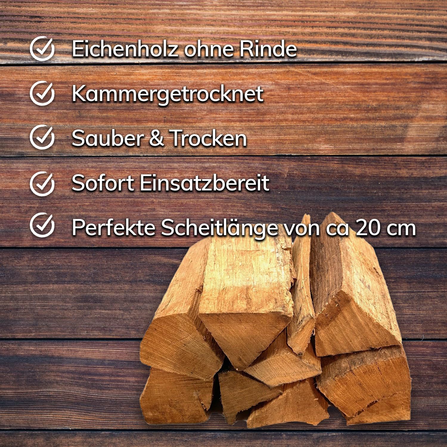 Landree Eiche Smoker-Holz 18kg (ohne Rinde) - 20 cm Scheitlänge - Premium Räucherholz für Starke Aromen, naturbelassen, Qualität aus Schleswig Holstein