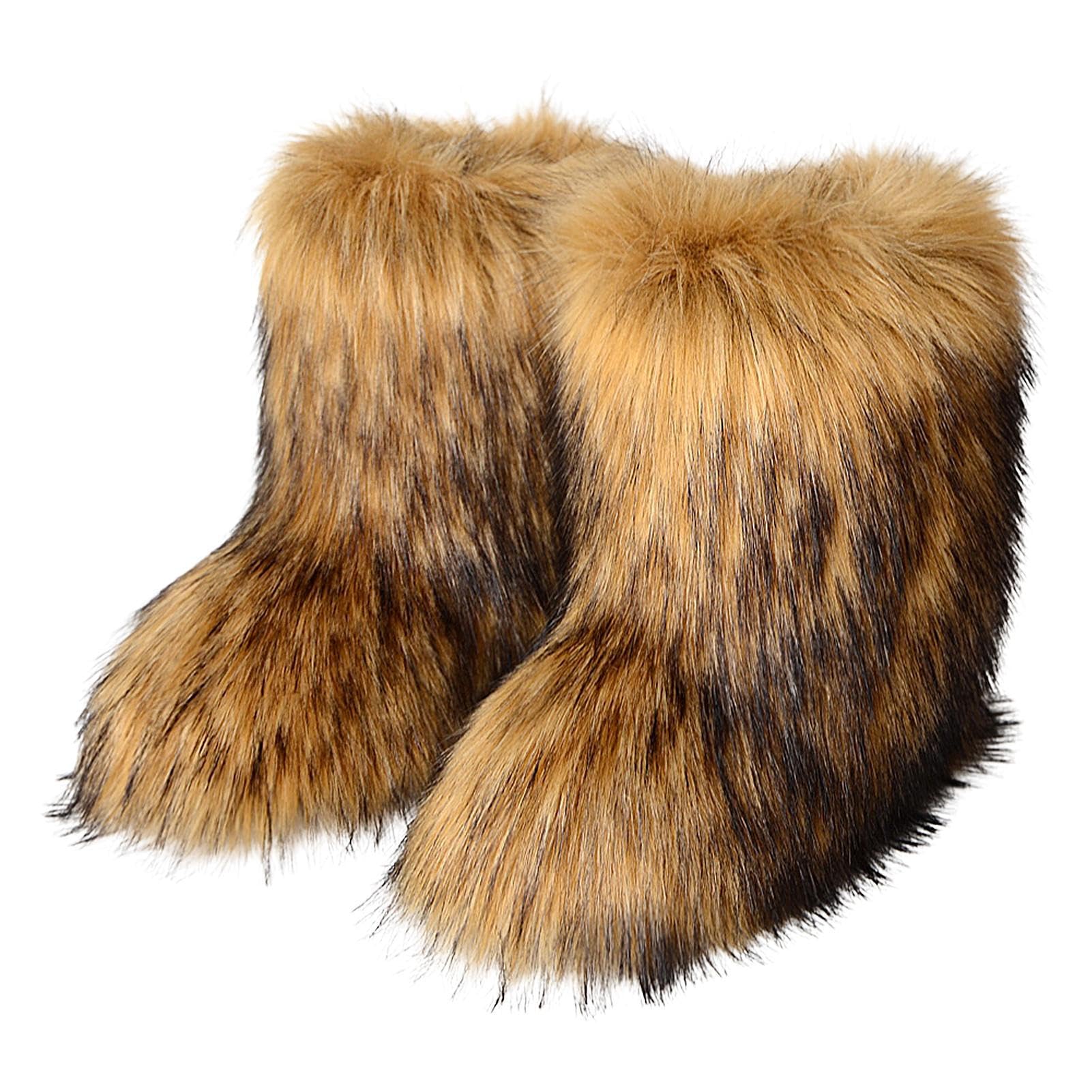 Bottes en Fourrure d'Hiver - Chaussures Plates d'Extérieur avec Design Élégant, Cadeau pour Petite Amie, Mère, Épouse