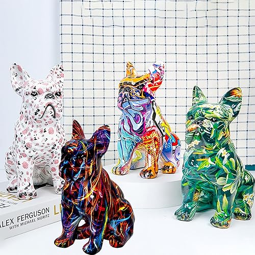 Miniatura 5 de Pour Paint - Estatua de bulldog inglés, escultura de perro, escultura de animal, decoración del hogar para sala de estar, dormitorio, estante de