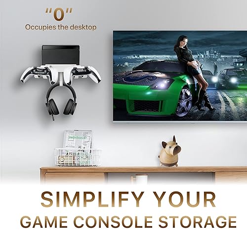 Miniatura 9 de STORAGBT Wall Mount Stand Bundle for Nintendo Switch, Bracket Holder for Swith & Switch Oled, with Controller Wall Mount, Headphone Holder, Space