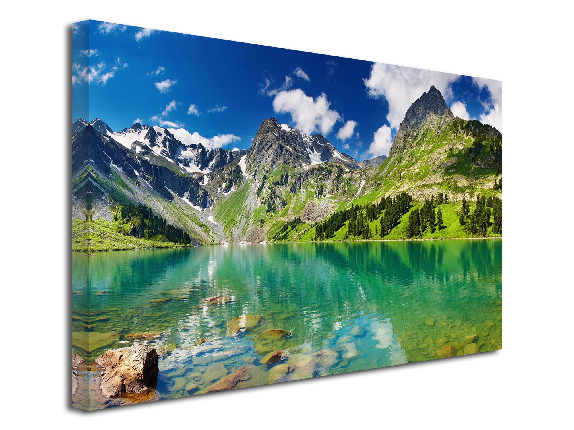 DECLINA Impression sur toile paysage, Tableau décoration murale, photo sur toile, Tableau photo REFLET DE MONTAGNE 100x60 cm