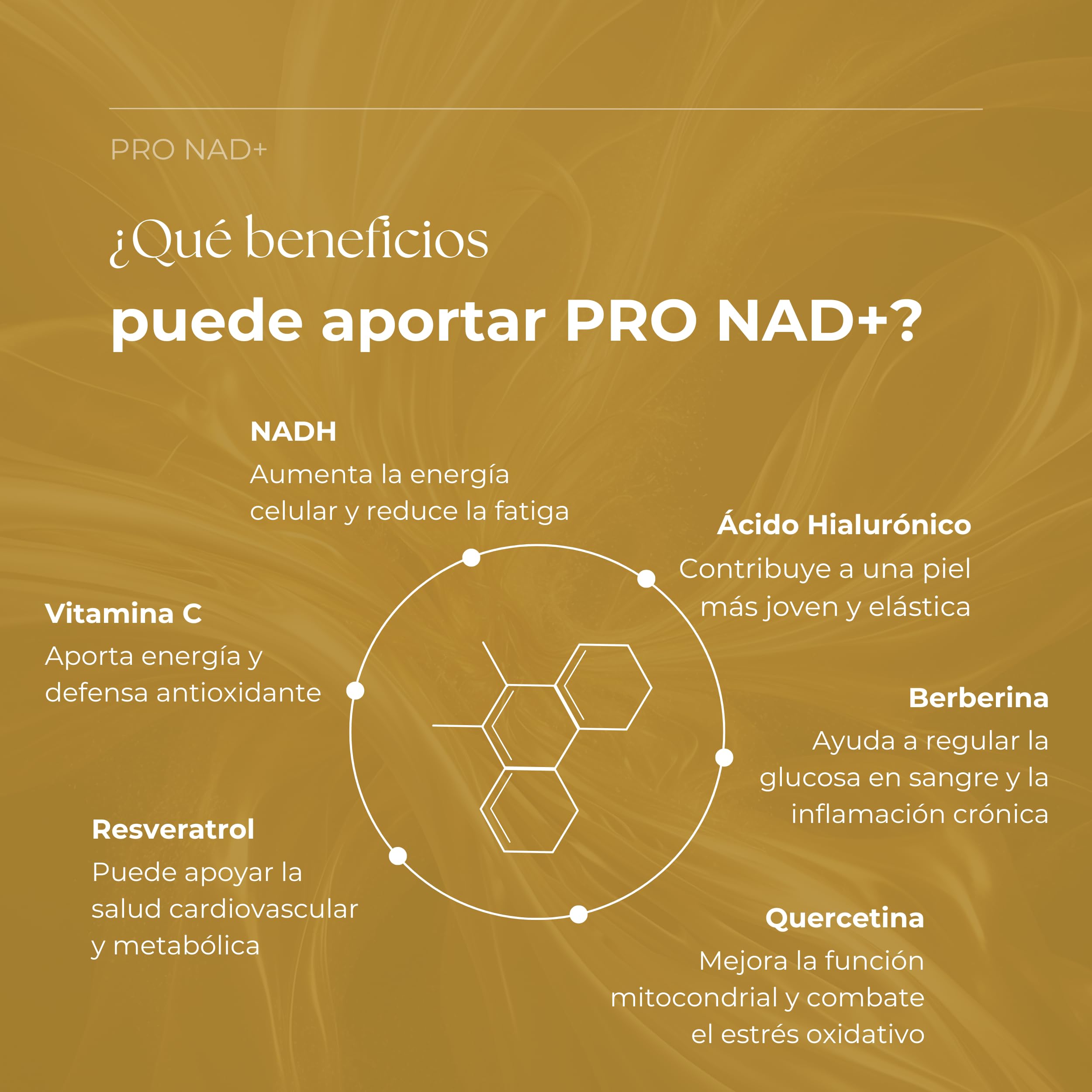 Pro NAD+ | Con NADH, Resveratrol y Vitamina C, Fórmula Completa con Quercetina, Berberina y Ácido Hialurónico | 60 Cápsulas Veganas, Fabricado en España