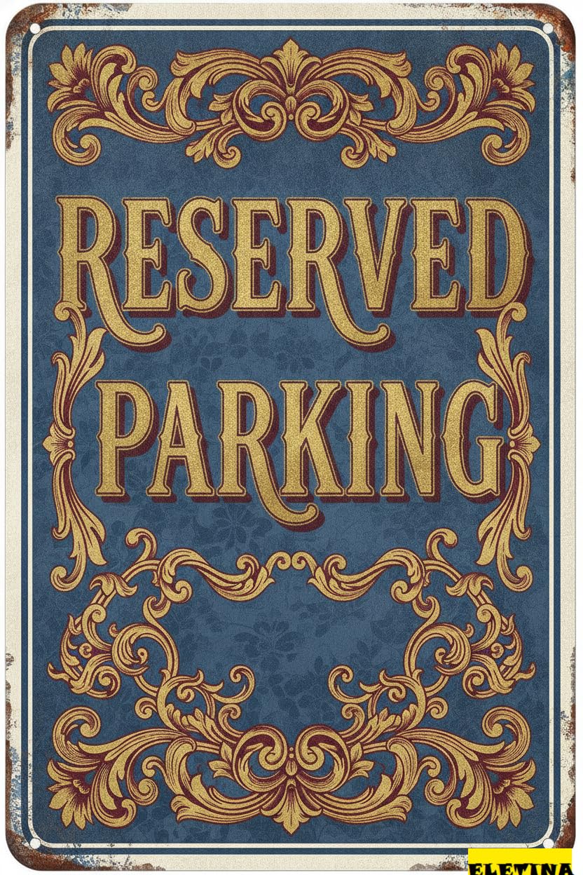 Reserved Parking Tin Sign, 8x12 Inch Business Decor