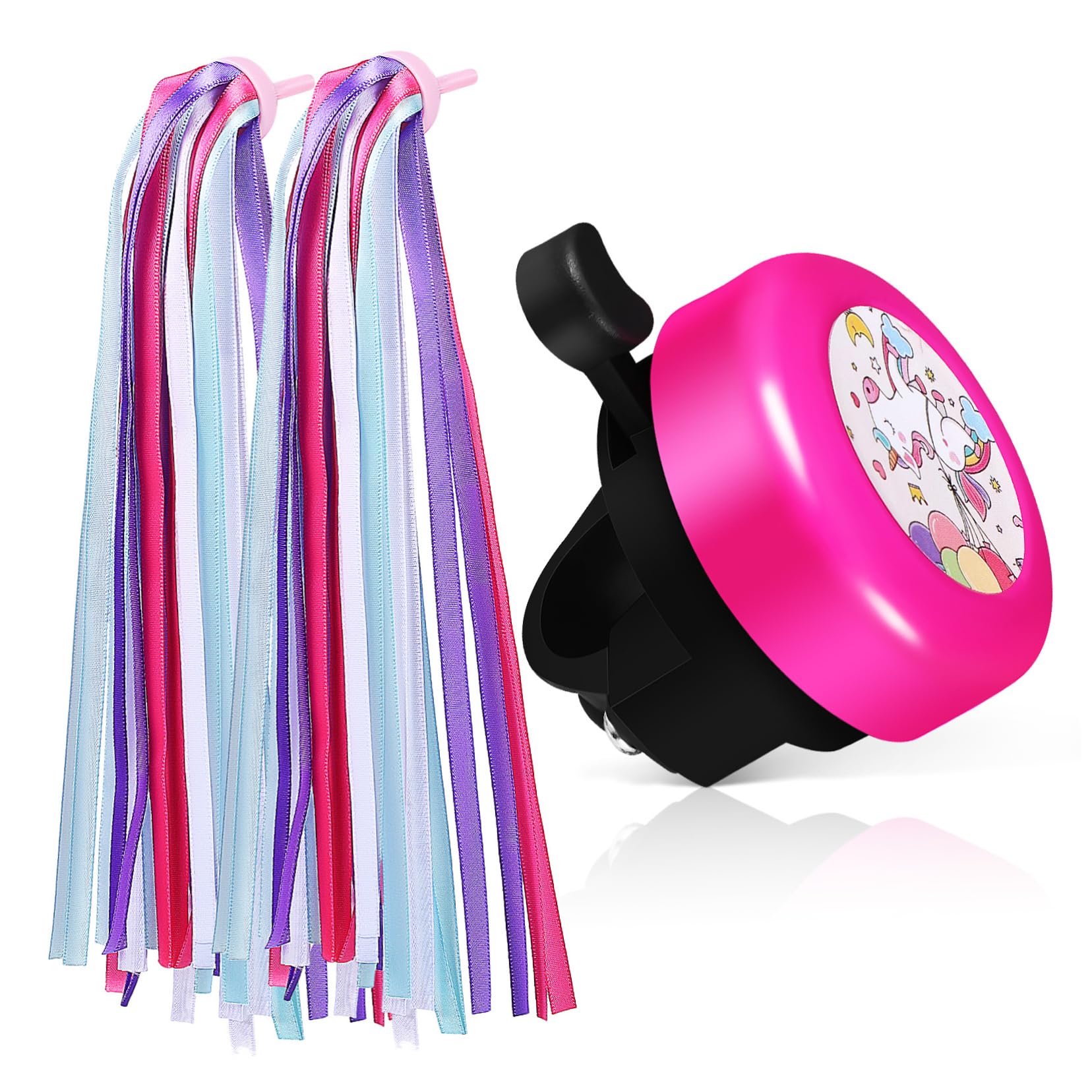ibasenice Timbre de Bicicleta con Sonido Fuerte y Serpentinas Coloridas Accesorio Divertido para Manillar de Bicicleta y Scooter Diseño para Niñas