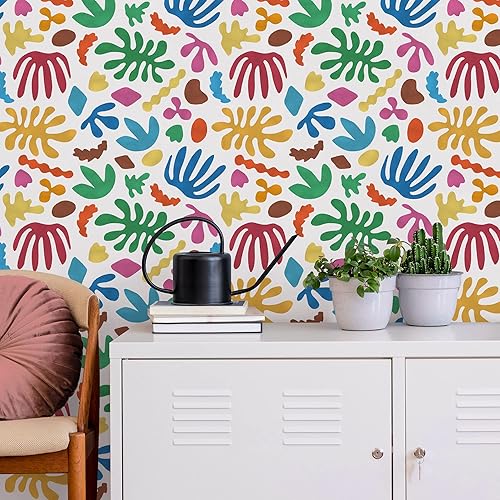 Miniatura 3 de NAKLEO Plantilla de pared de plástico reutilizable  23.2 x 37.4 in  23 x 37 pulgadas  Flores Matisse Abstracto Moderno  Patrón de papel pintado