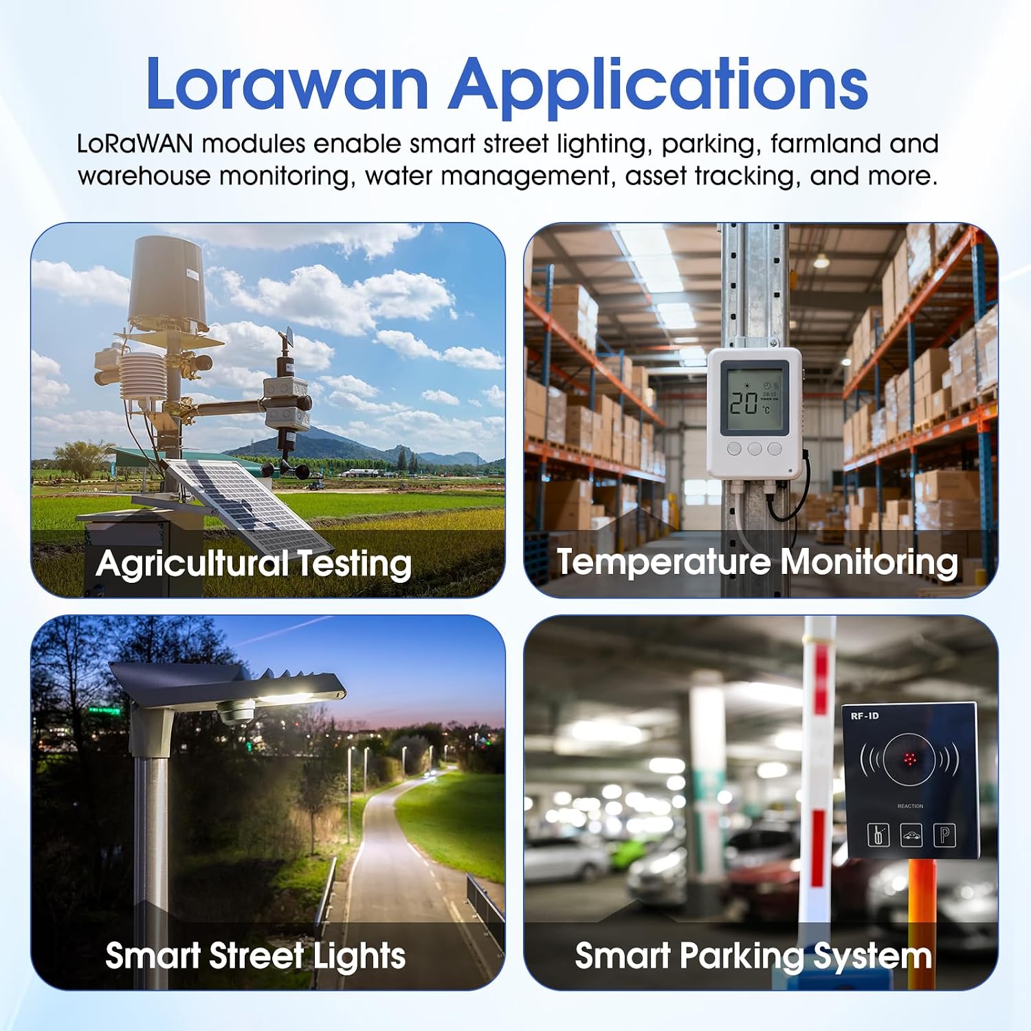 4pcs LR02 LoRaWAN Serial Communication Module 868Mhz Supports Class A/B/C and at Commands, is Compatible with LoRaWAN Gateways and TTN Network, 8KM Transmission Distance (LR02-900T22DN-868 Mhz*4 pcs)