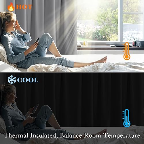 Miniatura 175 de PONY DANCE - Cortinas opacas aisladas térmicamente, set de 2 cortinas opacas con bolsillo para barra / pestaña trasera, paneles de cortinas opacas,