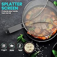 Vista 2 de Pantalla contra salpicaduras de grasa de 13 pulgadas para cocinar, protector de salpicaduras de aceite de acero inoxidable y malla ultrafina que