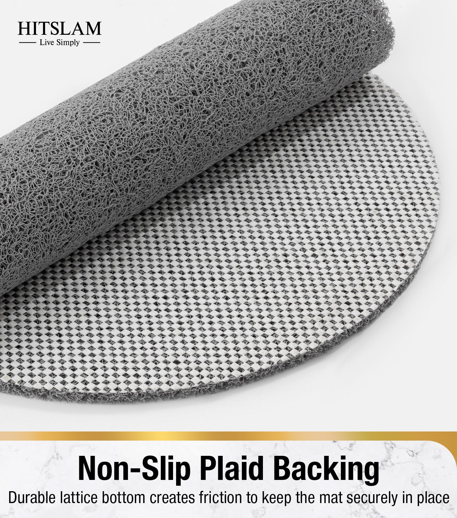 HITSLAM Tapis de Douche Ovale Antidérapant Anti-Moisissure 69x40cm Gris