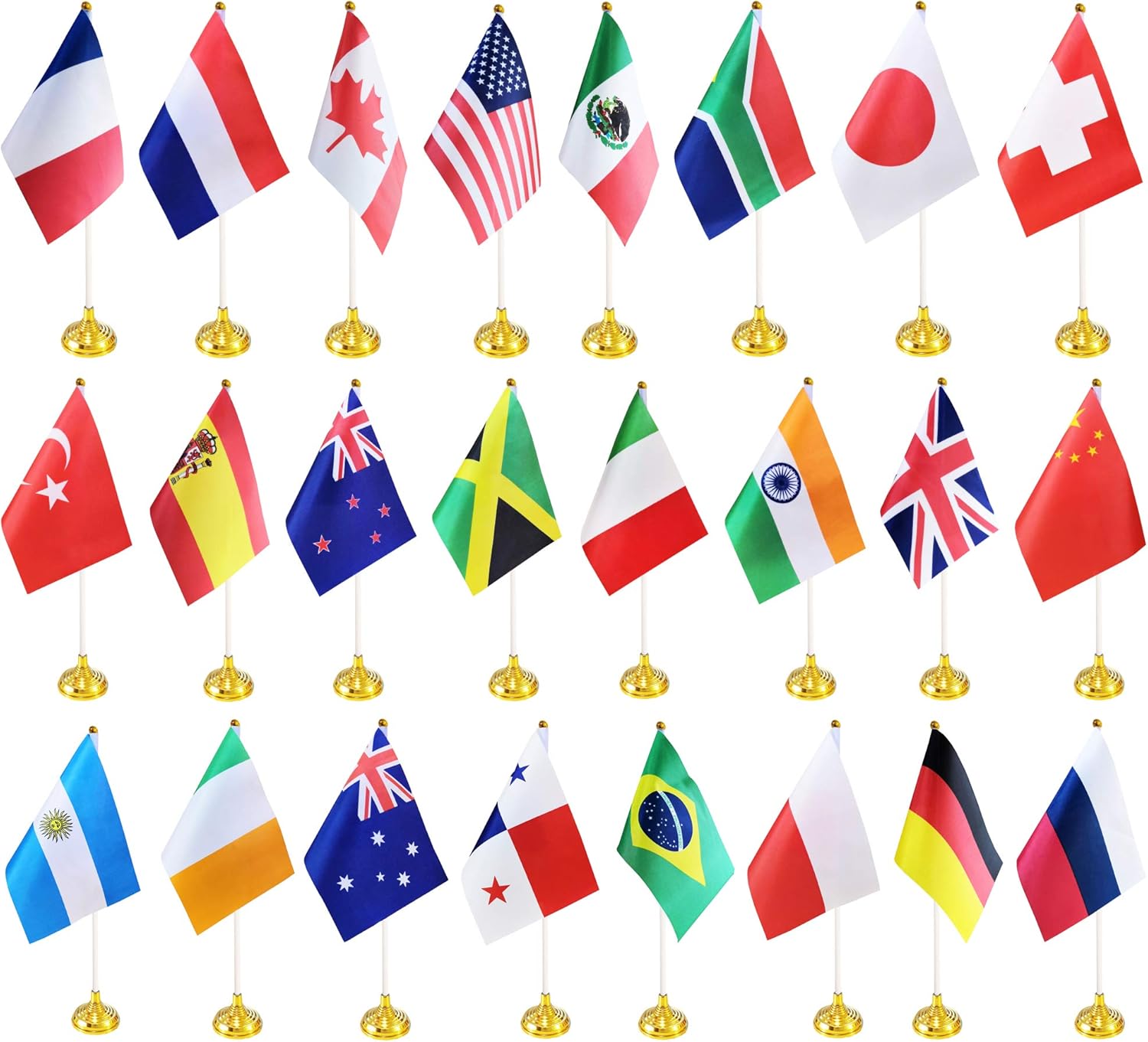 24 Pack International Country Desk Flags,Small Mini World Deluxe Table ...