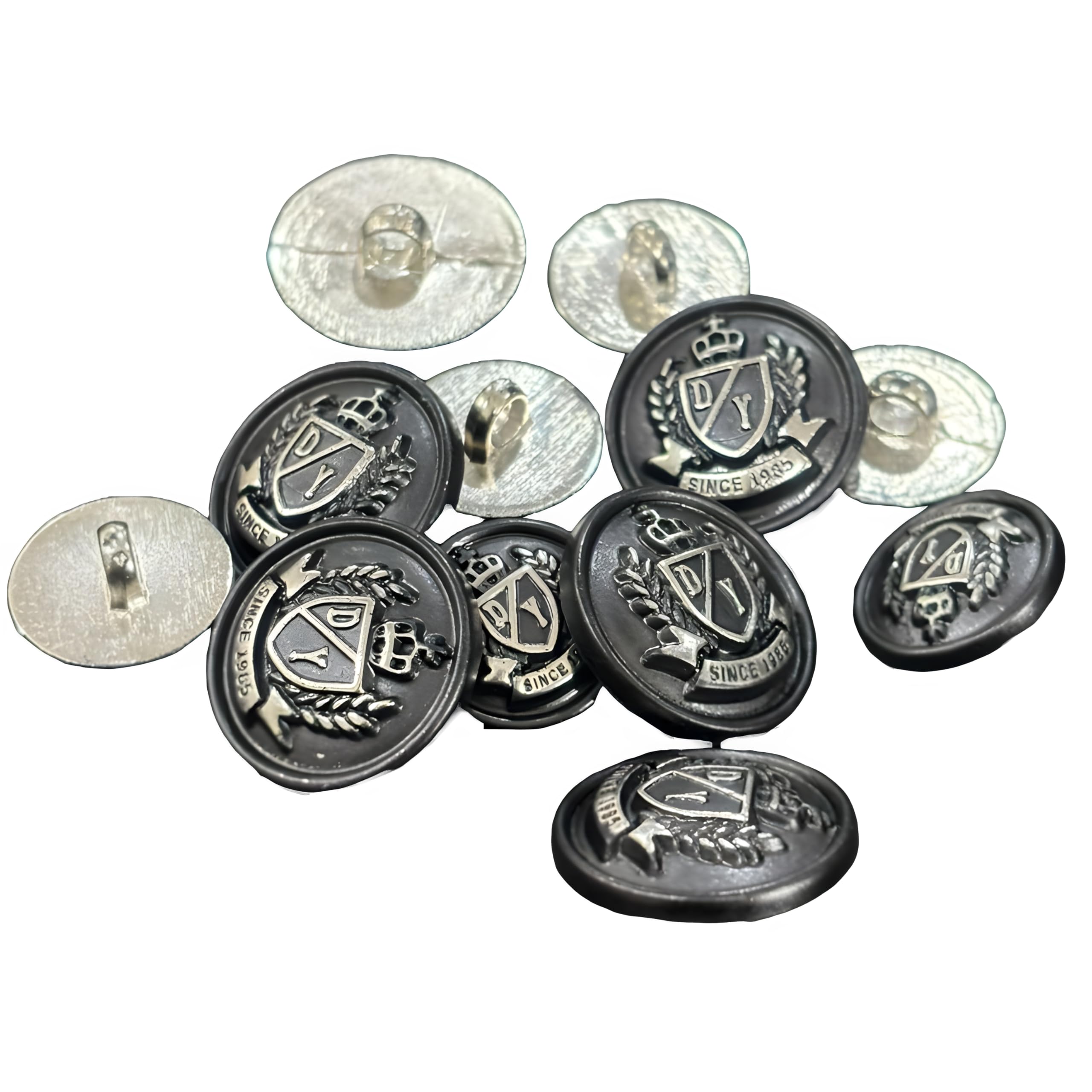 REENA Black Shield PVC 6+6 Fancy Designer Buttons for Coats, Shirts, Blazers