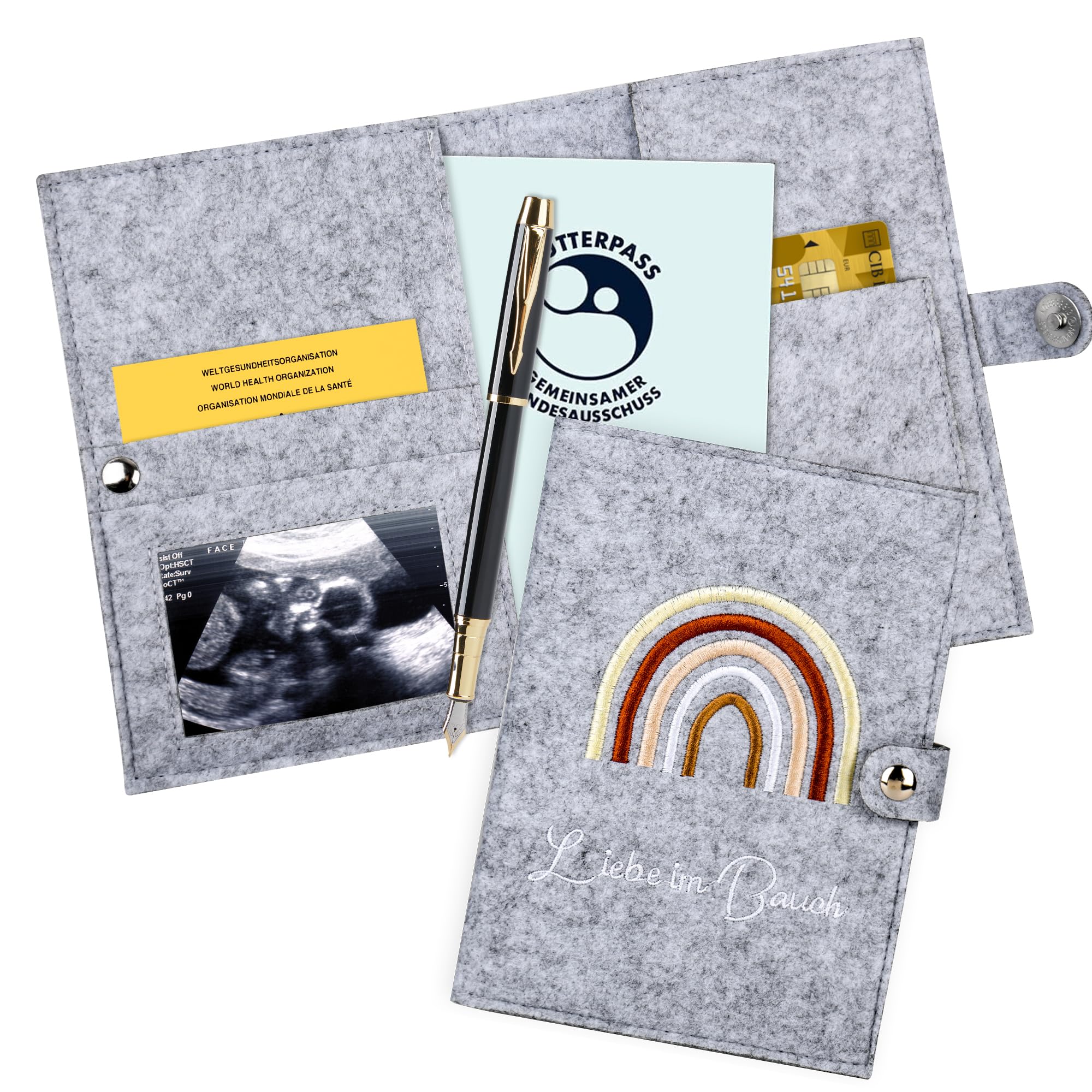 Custodia Feltro Per Libretto Maternità - Organizer Grigio Per Documenti E Ecografie - Foto 6