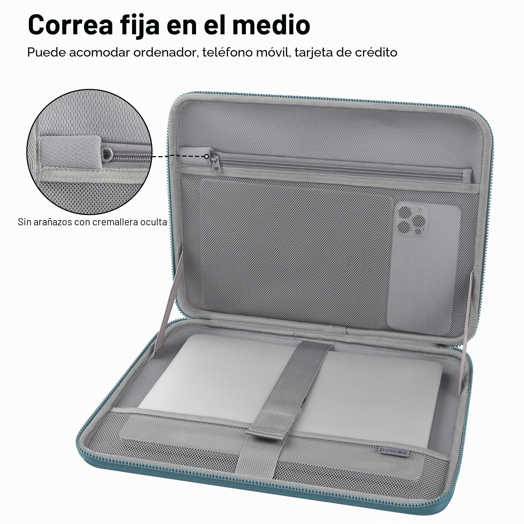 DOMISO Funda protectora rígida impermeable para laptop 17 pulgadas, compatible con Dell XPS 17, HP Envy 17 y Lenovo Legion Pro, color verde azulado