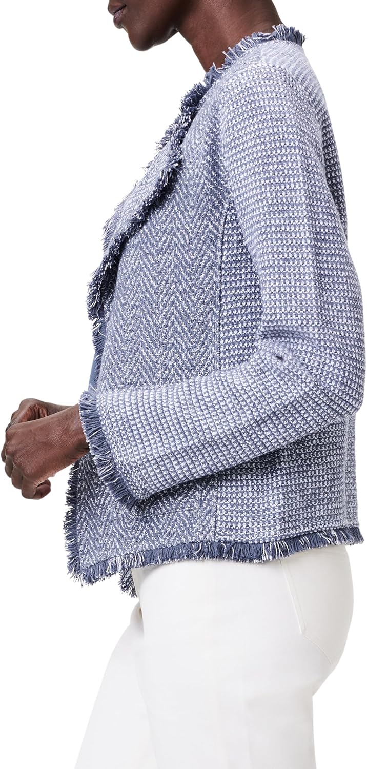 NIC+ZOE womens Fringe Mix Knit Pocket Jacket - Image 3