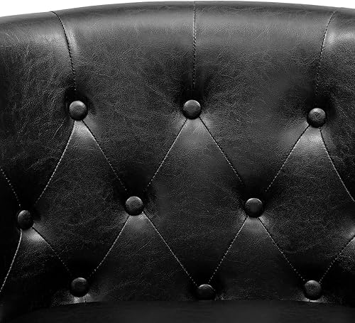 Miniatura 8 de Naomi Home Sofá Biplaza Barrel, Sofá Biplaza Barrel de Cuero Sintético con Botones Capitoné, Sofás de Cuero Sintético, Sofás Biplaza Pequeños para