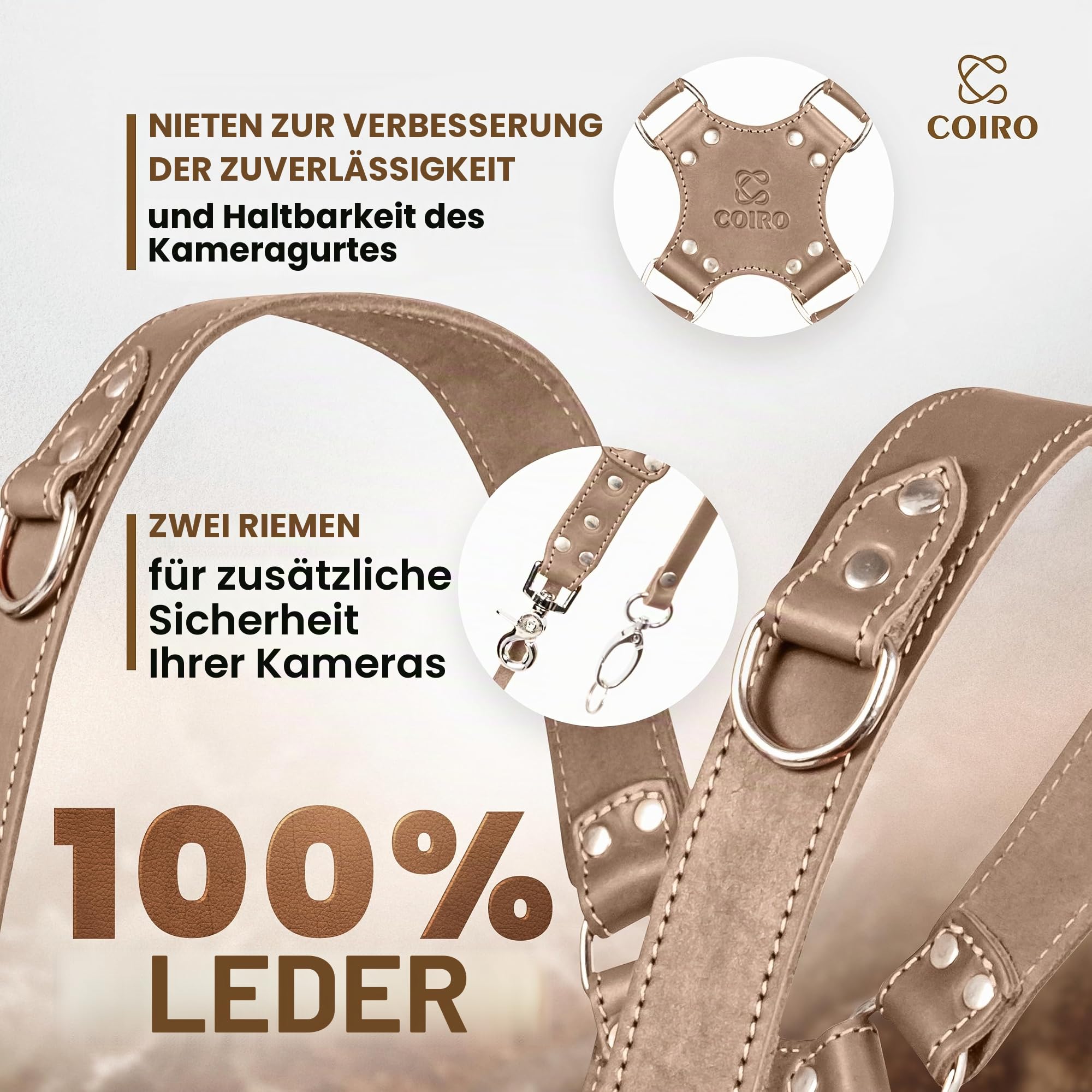 C Coiro Kamera-Gurt für 2 Kameras – Doppelschulter Leder-Kamera-Gurt – Doppel-Kamera-Gurt für DSLR/SLR