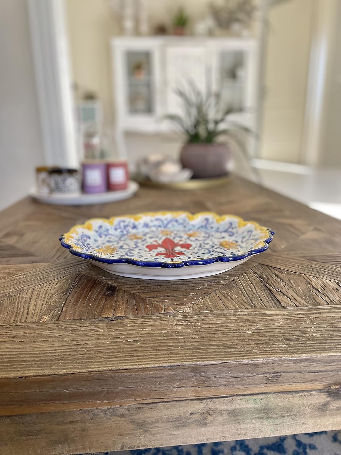 CERAMICHE D'ARTE PARRINI - Italian Ceramic Art Pottery Hand Painted Serving Tray Lily Made in ITALY Tuscan