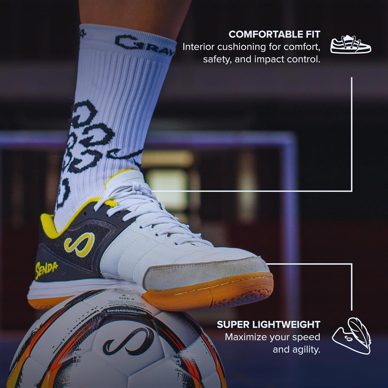 SENDA Ushuaia Club 2.0 Indoor Soccer, Court, and Futsal Shoes, Unisex, Adult and Youth Sizes