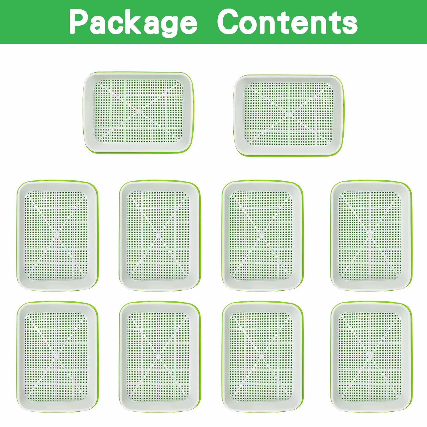 Keimschalen für Sprossen Keimung Tablett, Kresse anzuchtschalen Hoch Atmungsaktivität Plastik Seed hydroponic Seeding Keimung Gewächshaus Tablett für Garten Innen und Außenbereich (5pcs)