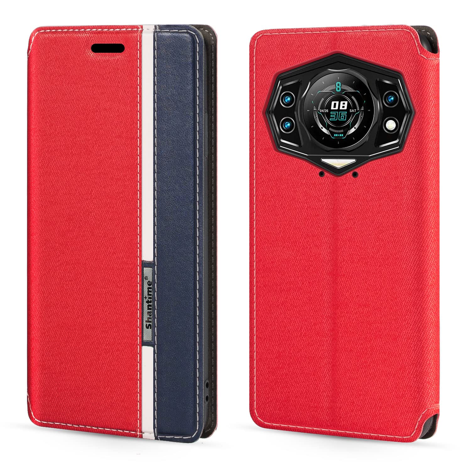 Auotu Custodia with protezione della lente Case PU Pelle Flip Magnetica Custodiar Portafoglio Cover Per DOOGEE S200 / DOOGEE S200 X 5G Smartphone (Grigio with albero pattern