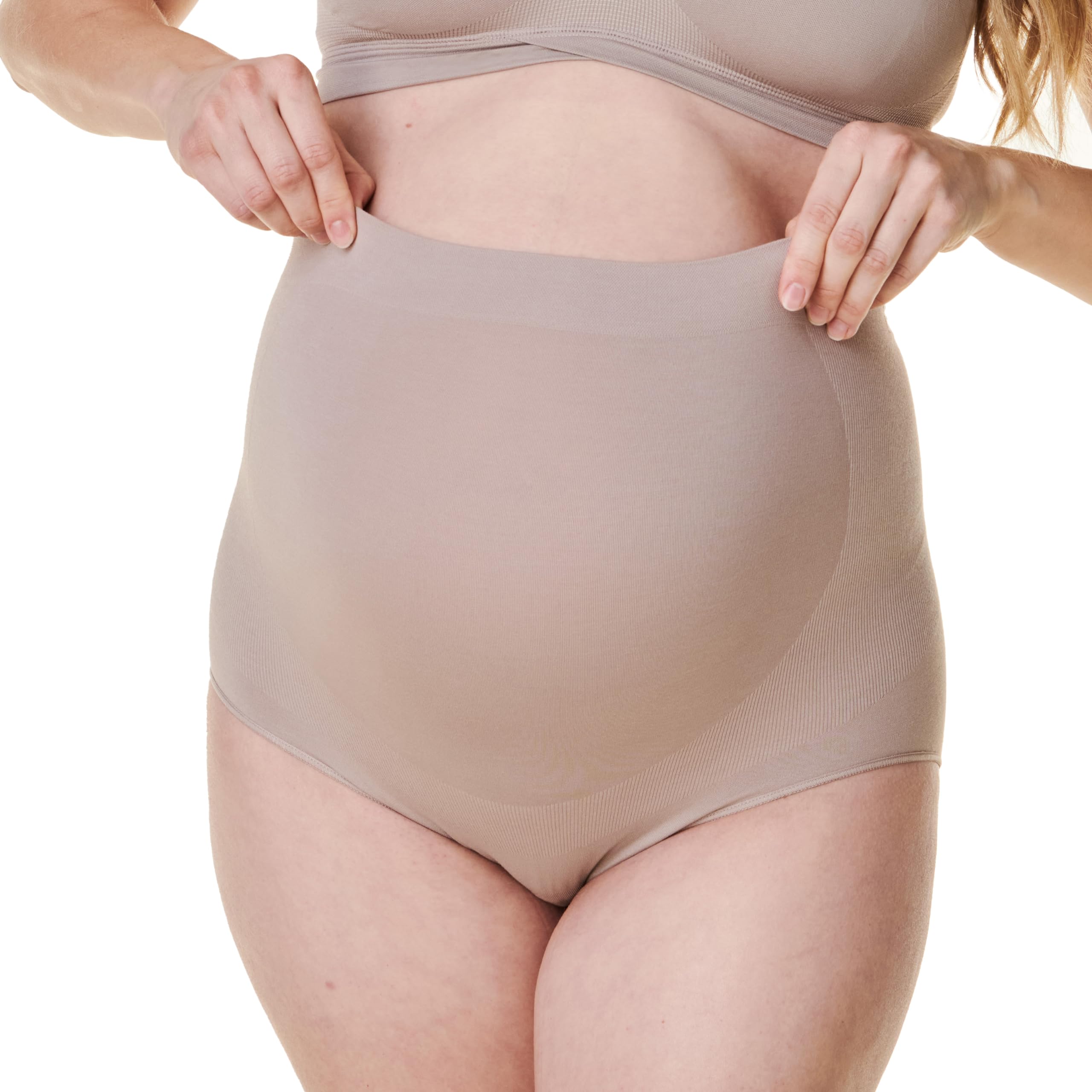 Bravado Designs Women's Sand Maternity Panties, Over-The-Bump High Waisted Seamless Pregnancy Underwear, XX-Large