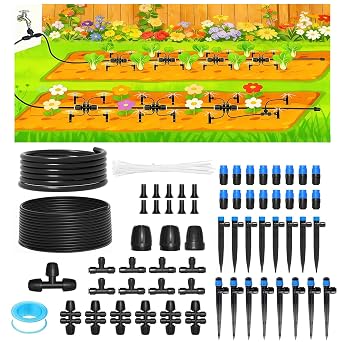 230FT Drip Irrigation System with 1/4" & 1/2" Tubing