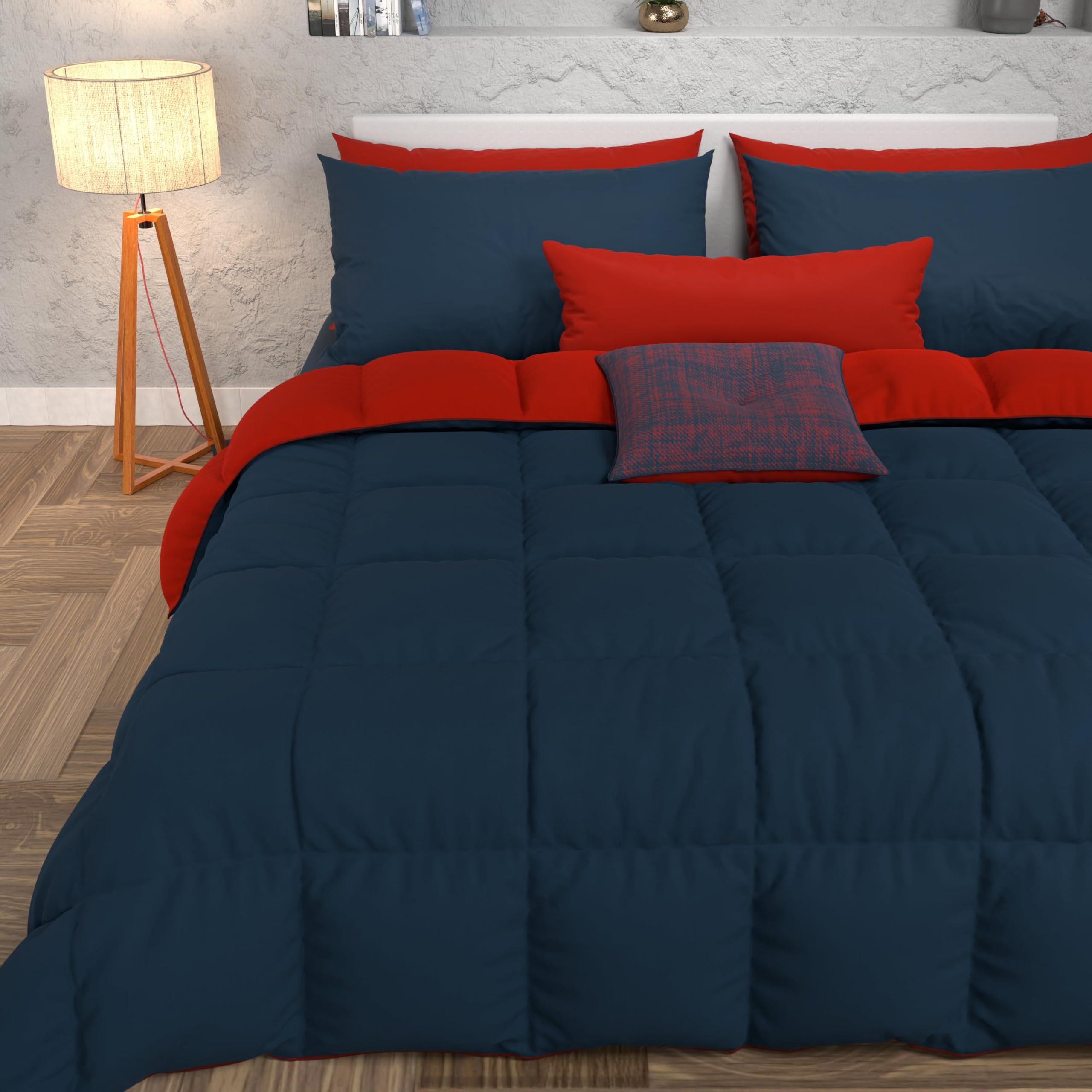 PETTI Artigiani Italiani - Winter Quilt 240x260 cm King Size, Warm Reversible Double Face Quilt Night Blue Burgundy, Hypoallergenic Microfibre 300g/m², Soft and Cosy, Made in Italy — image 1