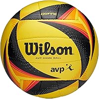 Wilson AVP OPTX Game Volleyball - Official Size, Yellow/Black with VST Spin Detection for Beach Pros