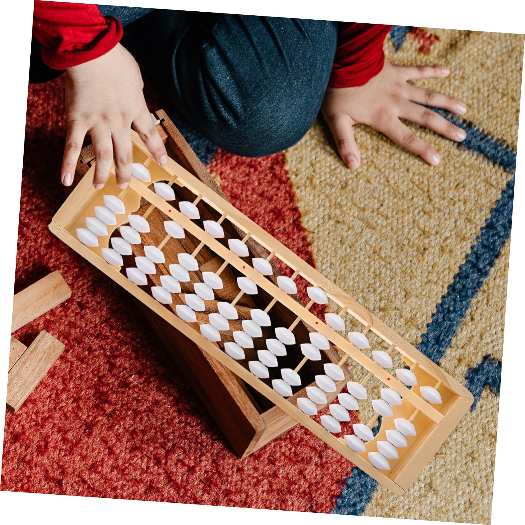 HANABASS Ábaco Aritmético de Madera con 13 Niveles y 5 Cuentas | 1 Pieza, para Estudiantes y Niños, Ligero y Seguro para Uso, Educación Matemática Temprana y Kindergarten Color Aleatorio