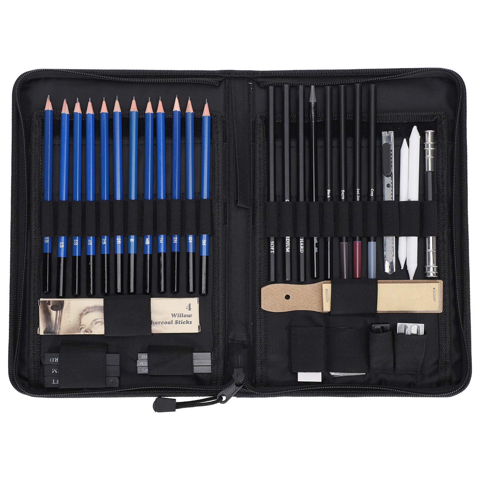 Alvinlite Ensemble de Crayons à Dessin, 40 pièces Kit de Croquis d'artiste de Fournitures d'art Professionnel pour Enfants, Adultes et Artistes