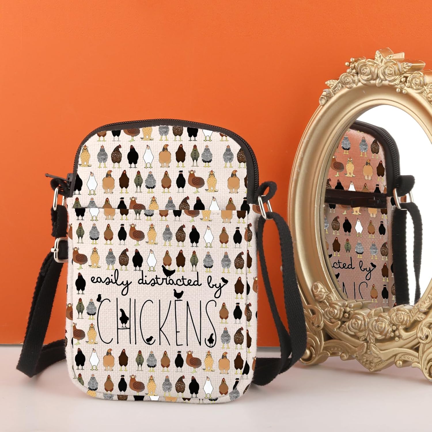 TSOTMO Chicken Farmer Gift Easily Distracted By Chickens Crossbody Bag Funny Chicken Gift Chicken Breeds Farm Life Gift - Image 5