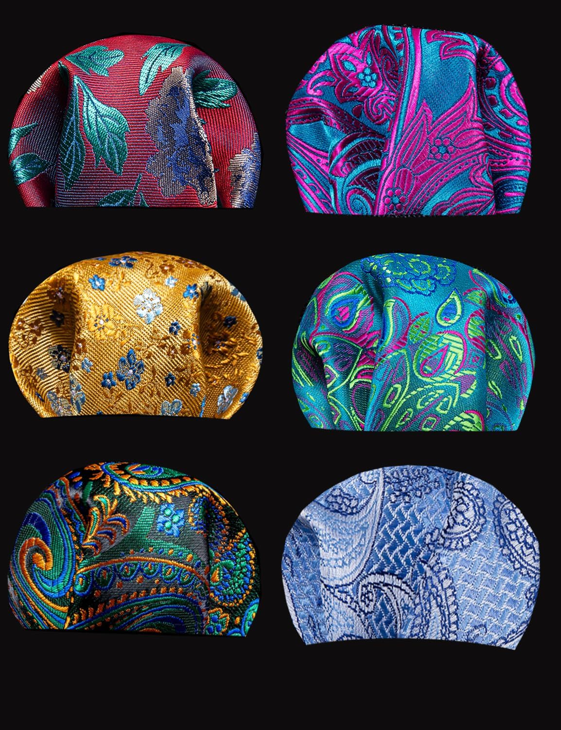 Barry.Wang 6 PCS Men Ties Set Silk Business Fashion Woven Necktie Handkerchief Cufflinks Paisley Stripe Wedding Party - Image 4