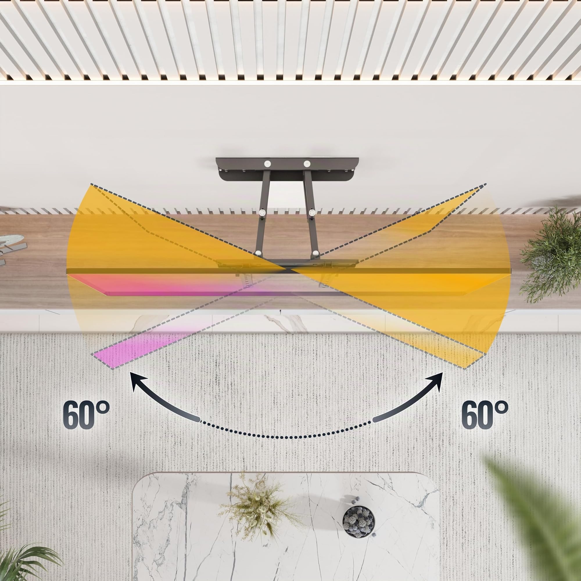 RICOO S1144 Support Mural TV 40 42 43 48 50 55 58 60 65 Pouces Orientable Inclinable Rotatif Universel Fixation Murale TV Noir VESA 200x200 à VESA 400x400