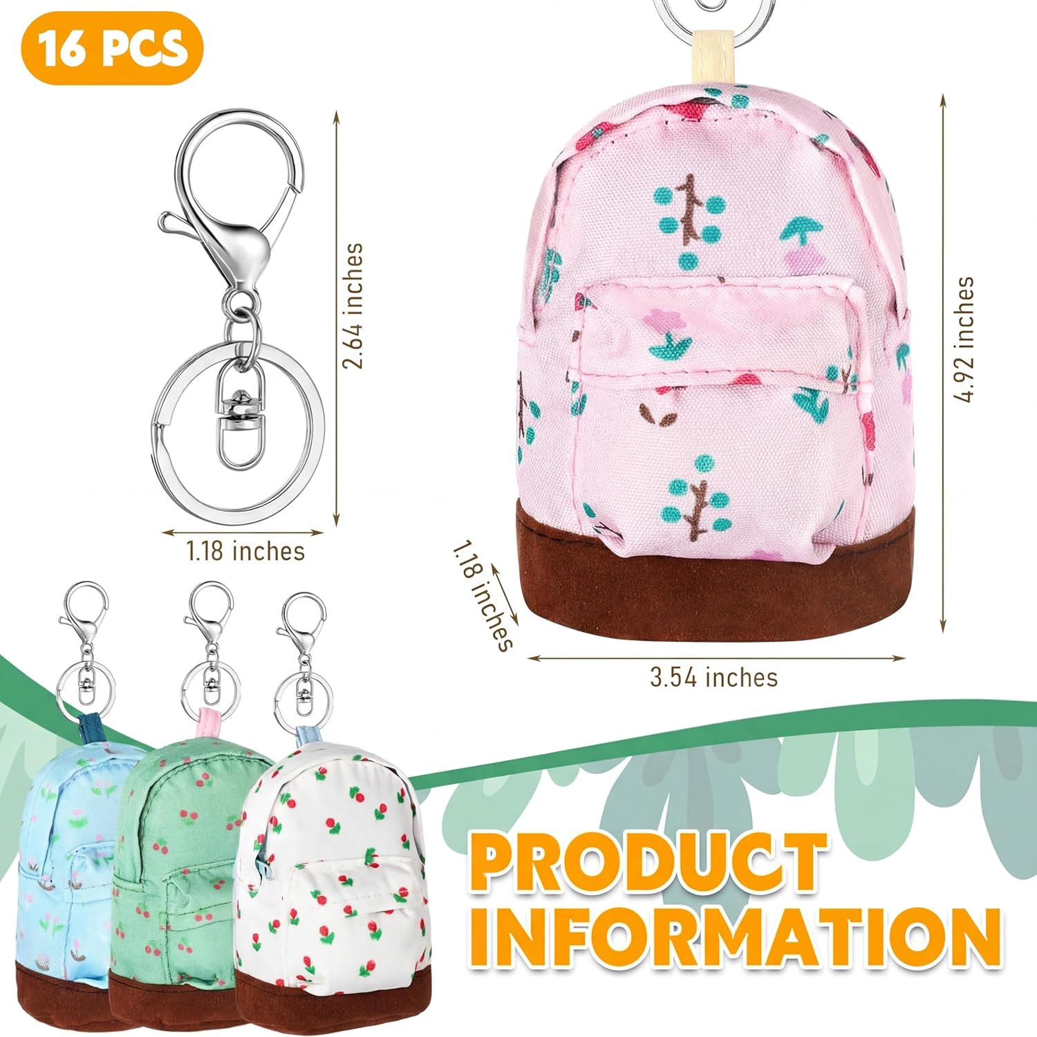 Equsion 16 Pcs Mini Backpack Key Chain Coin Bag Purse Small Wallets for Carry Lipsticks Cards Headphone Good Choice for Gift