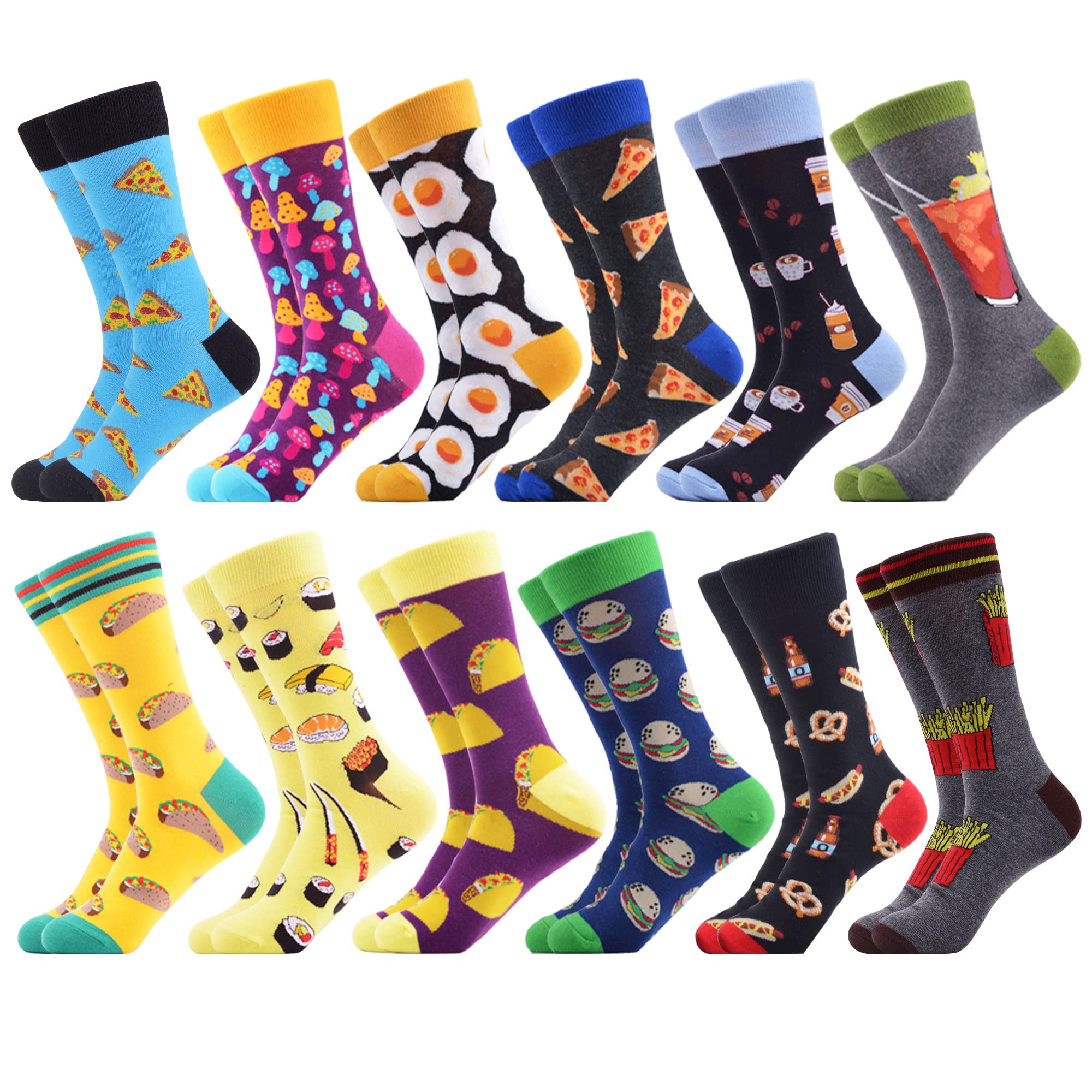 WeciBor Men's Dress Cool Colorful Fancy Novelty Funny Casual Combed Cotton Crew Socks Pack