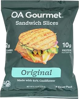 Outer Aisle Gourmet Original Cauliflower Sandwich Thins, 6.75 oz - Clean Keto Bread Alternative, Low Carb Frozen Thins