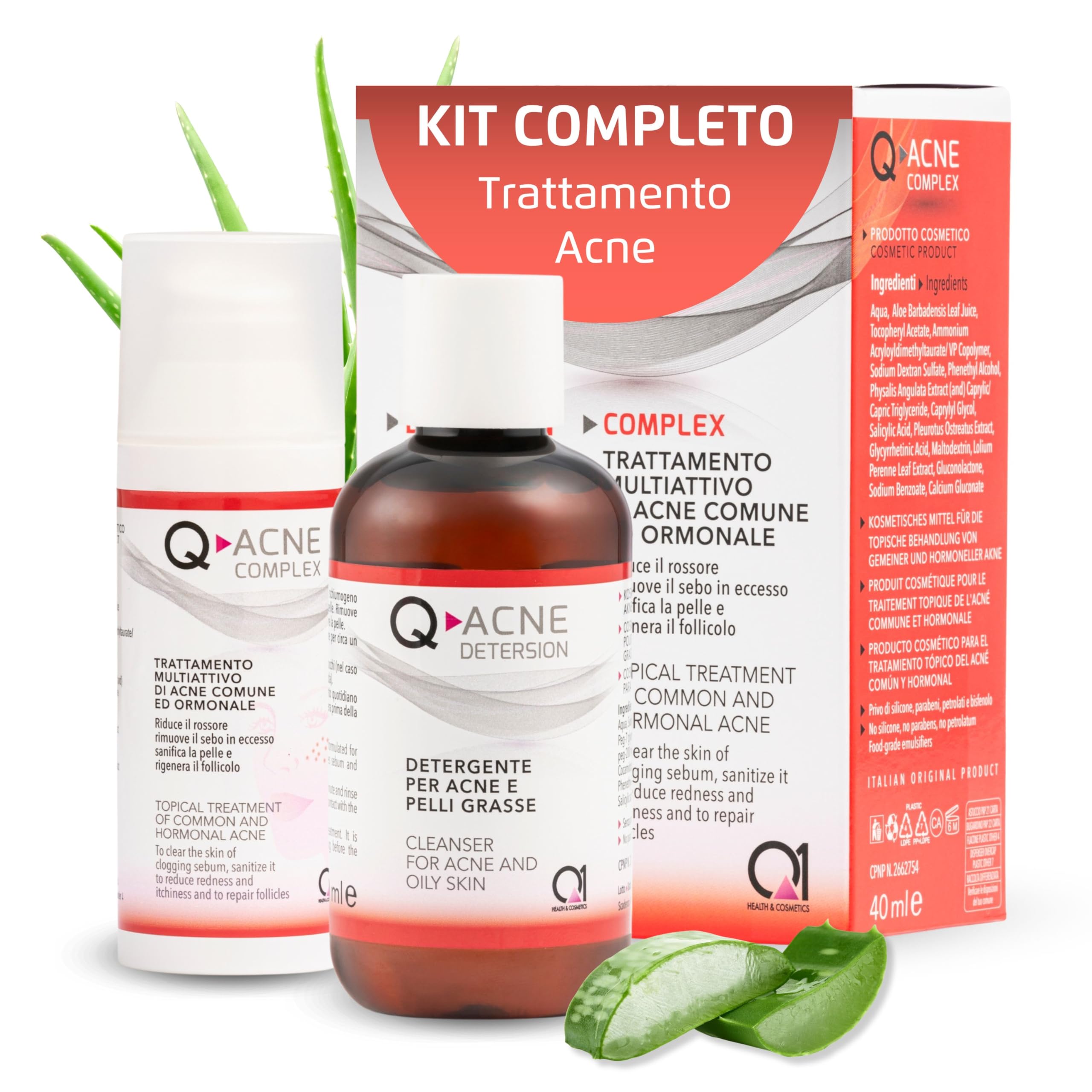 Q-Acne Complex y Detersion, kit para acné y piel impura, una eficaz acción contra espinillas y puntos negros