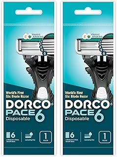 شفرة حلاقة بيس 6 للرجال من دوركو، قطعة واحدة (عبوتين)