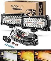 NAOEVO 7 Inch LED Light Bar 240W 24,000LM Spot Flood Combo 3-Mode White/Amber Offroad Lights for Truck UTV ATV Boat - 2-Pack w/ Wiring Harness
