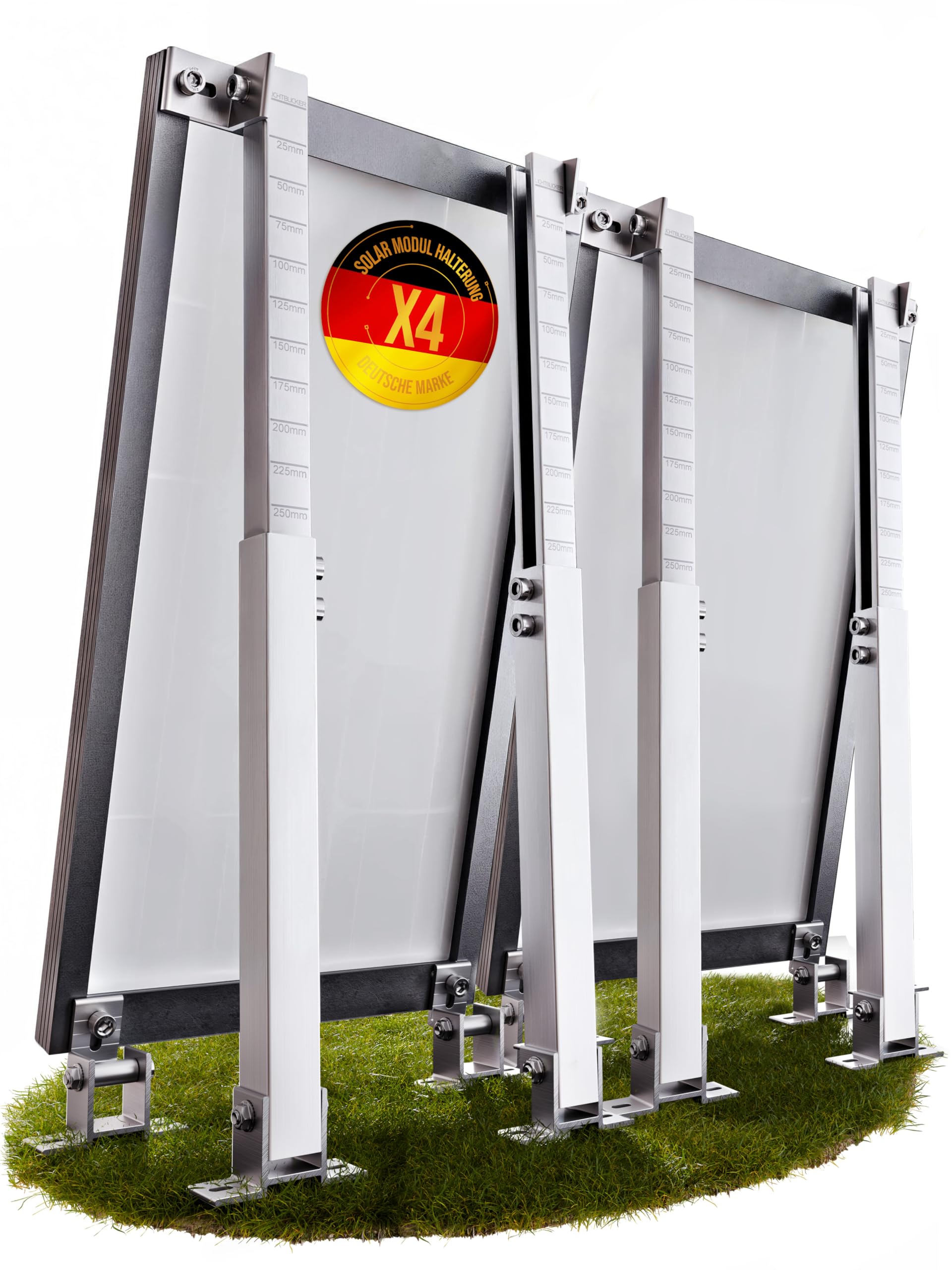 Lichtblicker - 4x Balkonkraftwerk Halterung verstellbar. Stabiles Aluminiumprofil mit hochwertigen Edelstahl Schrauben. Aufständerung für 2 Stück Solarmodule. Verstellbar zwischen 42 und 70cm. 0% MwSt