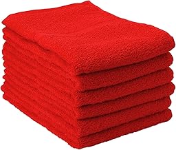 Muco Towel, Light Face Towel, Set of 6, Thin, Quick Drying, Made in Japan, Senshu Towel (25 Colors Total), Red