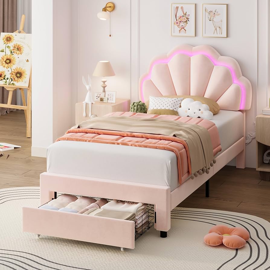 Amazon.com: HIFIT Twin Upholstered Smart LED Bed Frame with